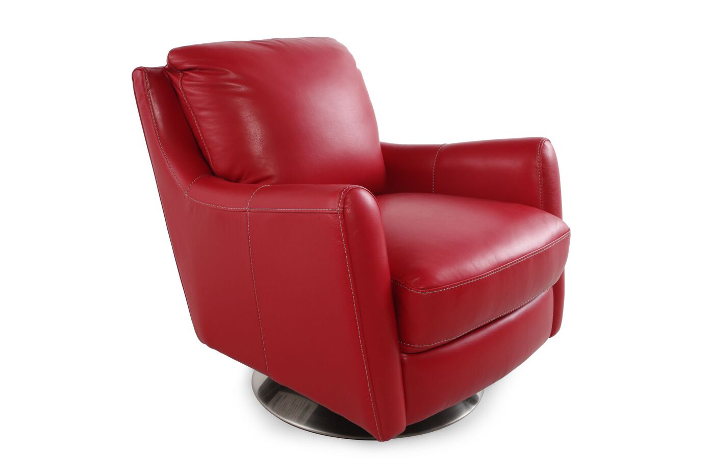 LaZBoy Xavier Red Leather Swivel Chair Mathis Brothers Furniture